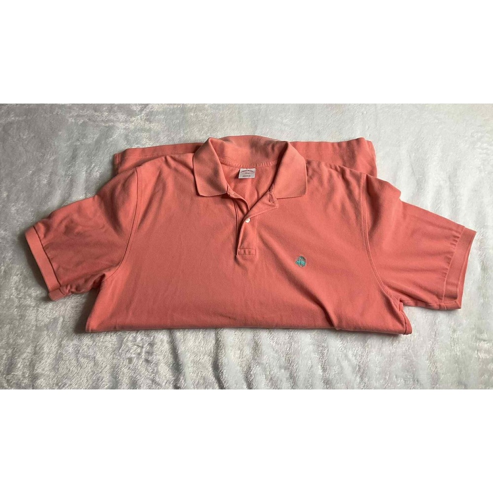 Brooks Brothers Polo Shirt Large Orange Slim Fit Performance Logo Casual Mens - Picture 4 of 6